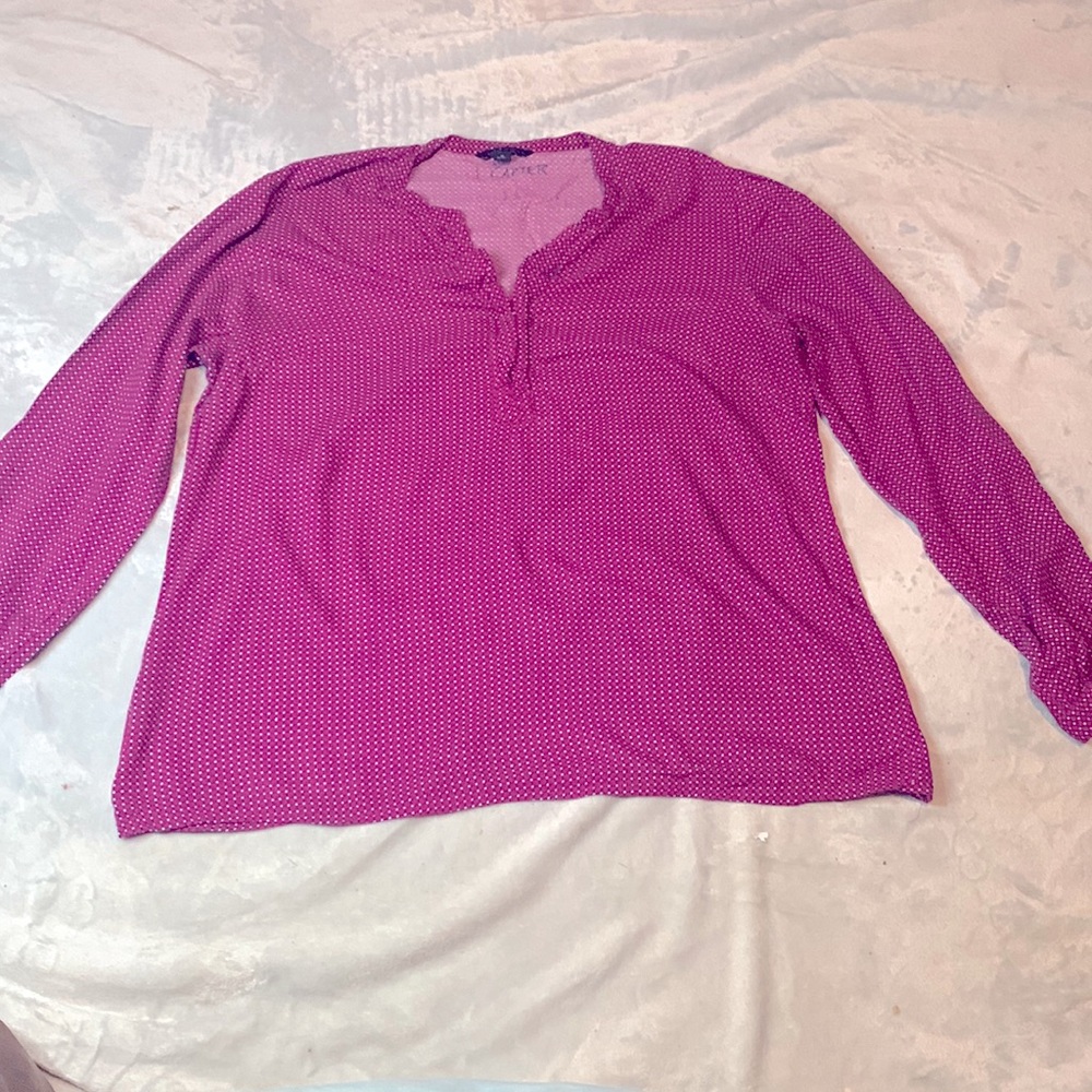 Tommy Hilfiger purple shirt with white polkadots